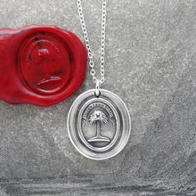 Load image into Gallery viewer, Silver Wax Seal Necklace with Palm Tree - When Struck I Rise - RQP Studio