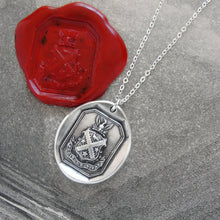 Load image into Gallery viewer, Phoenix Wax Seal Necklace in silver - New Life Better Stronger Than Before - RQP Studio