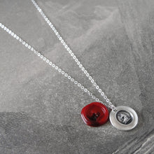 Load image into Gallery viewer, Miniature Unicorn Silver Wax Seal Necklace - Strength Courage Symbol