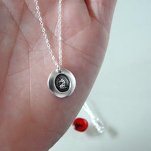 Load image into Gallery viewer, Miniature Unicorn Silver Wax Seal Necklace - Strength Courage Symbol