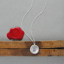 Load image into Gallery viewer, Wyvern Silver Wax Seal Necklace - Antique Mythical Dragon Protection Symbol