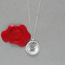 Load image into Gallery viewer, Wyvern Silver Wax Seal Necklace - Antique Mythical Dragon Protection Symbol