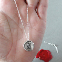 Load image into Gallery viewer, Wyvern Silver Wax Seal Necklace - Antique Mythical Dragon Protection Symbol
