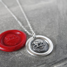 Load image into Gallery viewer, Bear Wax Seal Necklace In Silver - Torch Of The Mind Lights Path To Glory