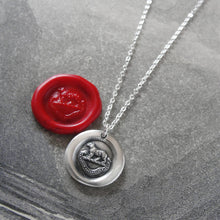 Load image into Gallery viewer, Bear Wax Seal Necklace In Silver - Torch Of The Mind Lights Path To Glory