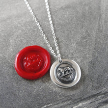 Load image into Gallery viewer, Bear Wax Seal Necklace In Silver - Torch Of The Mind Lights Path To Glory
