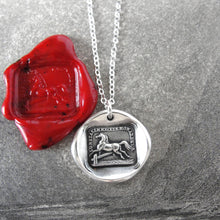 Load image into Gallery viewer, Silver Horse Wax Seal Necklace - Overcome Obstacles Equestrian Jewelry