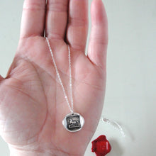 Load image into Gallery viewer, Silver Horse Wax Seal Necklace - Overcome Obstacles Equestrian Jewelry