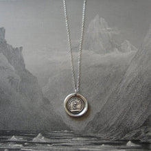 Load image into Gallery viewer, Silver Wax Seal Necklace With Love Quote Far Apart Close At Heart - RQP Studio