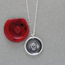 Load image into Gallery viewer, Skull Wax Seal Necklace Memento Mori - Antique Silver Wax Seal Jewelry Motto Think Of It