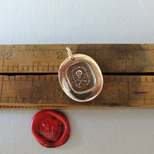 Load image into Gallery viewer, Skull Wax Seal Charm - No Fear - Antique Bronze Wax Seal Jewelry Memento Mori