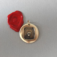 Load image into Gallery viewer, Skull Wax Seal Pendant - antique wax seal jewelry Memento Mori charm French motto - Remember Your Mortality - RQP Studio