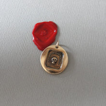 Load image into Gallery viewer, Skull Wax Seal Pendant - antique wax seal jewelry Memento Mori charm French motto - Remember Your Mortality - RQP Studio