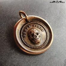 Load image into Gallery viewer, Skull Wax Seal Charm In Bronze - Memento Mori Motto - Think Of It - RQP Studio