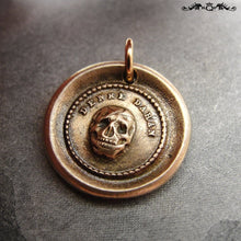 Load image into Gallery viewer, Skull Wax Seal Charm In Bronze - Memento Mori Motto - Think Of It - RQP Studio