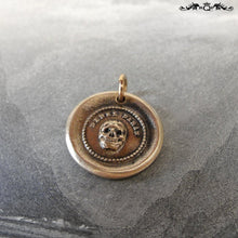 Load image into Gallery viewer, Skull Wax Seal Charm In Bronze - Memento Mori Motto - Think Of It - RQP Studio