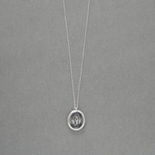 Load image into Gallery viewer, Squirrel Wax Seal Necklace - Wise Is The Person Who Looks Ahead - antique wax seal jewelry necklace Latin motto in silver