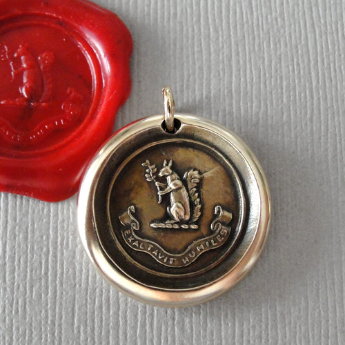 Blessed Are The Humble - Squirrel Wax Seal Pendant - Antique Bronze Wax Seal  Jewelry