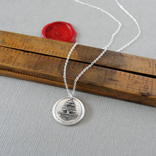 Load image into Gallery viewer, Stand Sure - Antique Silver Wax Seal Necklace With Steadfast Tree