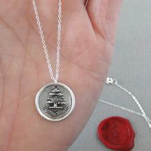 Load image into Gallery viewer, Stand Sure - Antique Silver Wax Seal Necklace With Steadfast Tree