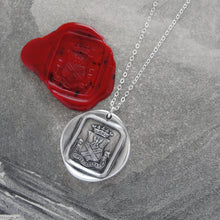 Load image into Gallery viewer, Steadfast In Adversity - Silver Wax Seal Necklace Eagle Crest