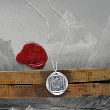 Load image into Gallery viewer, Steadfast In Adversity - Silver Wax Seal Necklace Eagle Crest