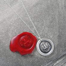 Load image into Gallery viewer, Strength With Virtue - Silver Spear Wax Seal Necklace - Honor Chivalry