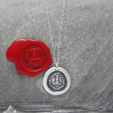 Load image into Gallery viewer, Strength With Virtue - Silver Spear Wax Seal Necklace - Honor Chivalry