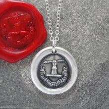 Load image into Gallery viewer, Strength With Virtue - Silver Spear Wax Seal Necklace - Honor Chivalry
