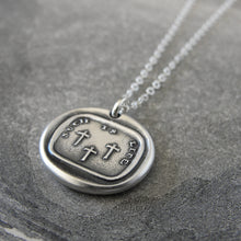 Load image into Gallery viewer, The Three Crosses - Silver Wax Seal Necklace - Such Is Life - RQP Studio