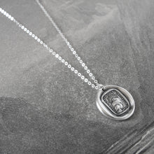 Load image into Gallery viewer, Silver Sun Wax Seal Necklace - Through Thickest Clouds I Find My Way motto