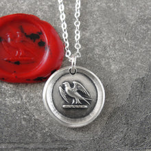 Load image into Gallery viewer, Go Getter - Martlet Mythical Swallow Bird Silver Wax Seal Necklace