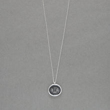 Load image into Gallery viewer, Silver wax seal necklace symbolizing protected strength and success