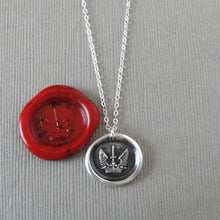 Load image into Gallery viewer, Silver wax seal necklace symbolizing protected strength and success