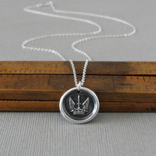 Load image into Gallery viewer, Silver wax seal necklace symbolizing protected strength and success