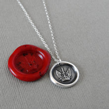 Load image into Gallery viewer, Silver wax seal necklace symbolizing protected strength and success