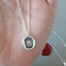 Load image into Gallery viewer, I'm Not Happy If You Are Sad - Silver Heart Wax Seal Necklace
