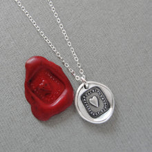 Load image into Gallery viewer, I'm Not Happy If You Are Sad - Silver Heart Wax Seal Necklace