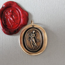 Load image into Gallery viewer, Dance, Music and Song - Terpsichore Wax Seal Pendant - Bronze Dancer Muse Wax Seal Jewelry
