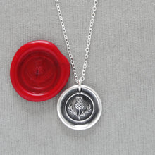 Load image into Gallery viewer, Thistle Wax Seal Necklace In Silver - Scottish heritage emblem jewelry - RQP Studio