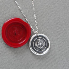 Load image into Gallery viewer, Thistle Wax Seal Necklace In Silver - Scottish heritage emblem jewelry - RQP Studio