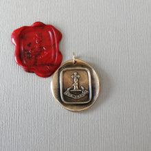 Load image into Gallery viewer, Through Difficulties - Wax Seal Pendant With Hand Holding Cross - Antique Bronze Faith Wax Seal Charm Jewelry