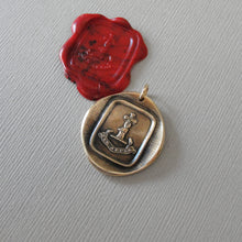 Load image into Gallery viewer, Through Difficulties - Wax Seal Pendant With Hand Holding Cross - Antique Bronze Faith Wax Seal Charm Jewelry