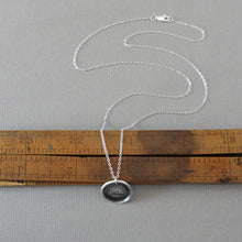 Load image into Gallery viewer, Tit For Tat - Wax Seal Necklace In Silver With Cat And Mouse - Antique Wax Seal Jewelry