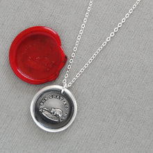 Load image into Gallery viewer, Tit For Tat - Wax Seal Necklace In Silver With Cat And Mouse - Antique Wax Seal Jewelry