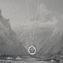 Load image into Gallery viewer, Griffin Wax Seal Necklace - To The Brave Reward - antique wax seal jewelry in silver - RQP Studio