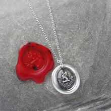 Load image into Gallery viewer, Griffin Wax Seal Necklace - To The Brave Reward - antique wax seal jewelry in silver - RQP Studio