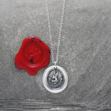 Load image into Gallery viewer, Griffin Wax Seal Necklace - To The Brave Reward - antique wax seal jewelry in silver - RQP Studio