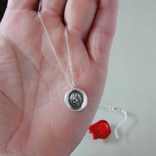 Load image into Gallery viewer, Griffin Wax Seal Necklace - To The Brave Reward - antique wax seal jewelry in silver - RQP Studio