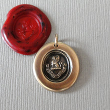 Load image into Gallery viewer, Griffin Wax Seal Pendant - To The Brave Reward - antique wax seal jewelry Strength Courage Boldness